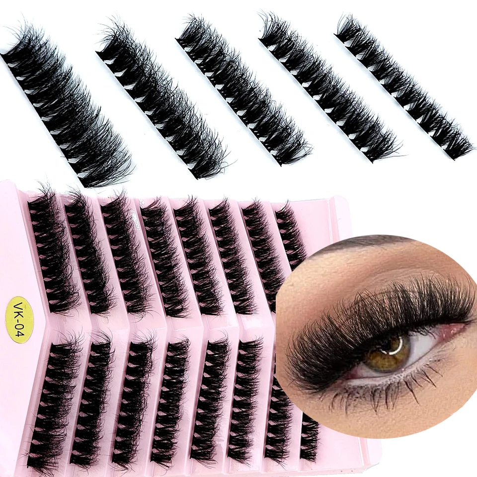 Jednotlivé klastre rias Rusko objem Mink Rikach predlžovanie segmentových falošných rias 8d Fluffy hrubý zväzok make -up cilias