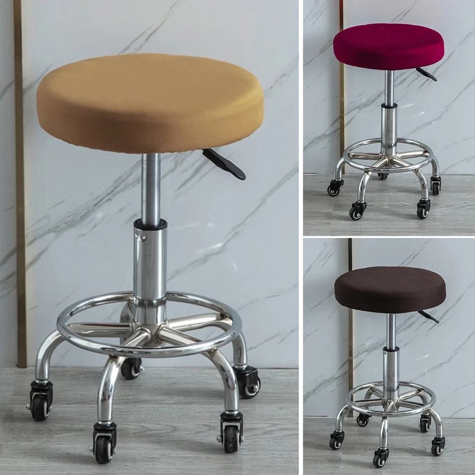 Jedálenský okrúhly kreslo kryt stoličky kryt barové sedadlo sedadlo sedadlo Slipcover Slid Color Elastic Zhruba natiahnuteľné okrúhle stoličky
