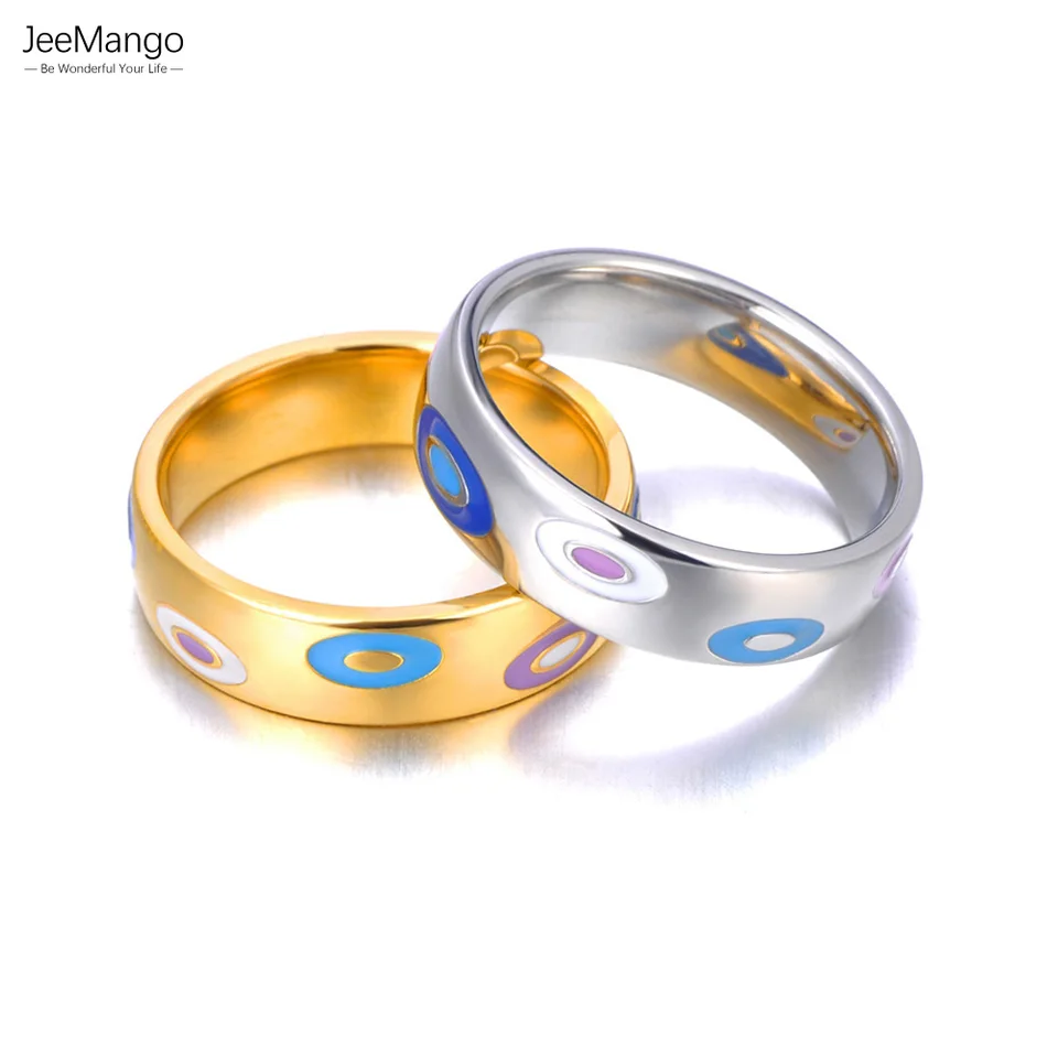 Jeemango Circle Farebné smaltované krúžky pre ženy z nehrdzavejúcej ocele nepremokavé šperky Trendy Y2K prsteň prsteň колцц женское JR23041
