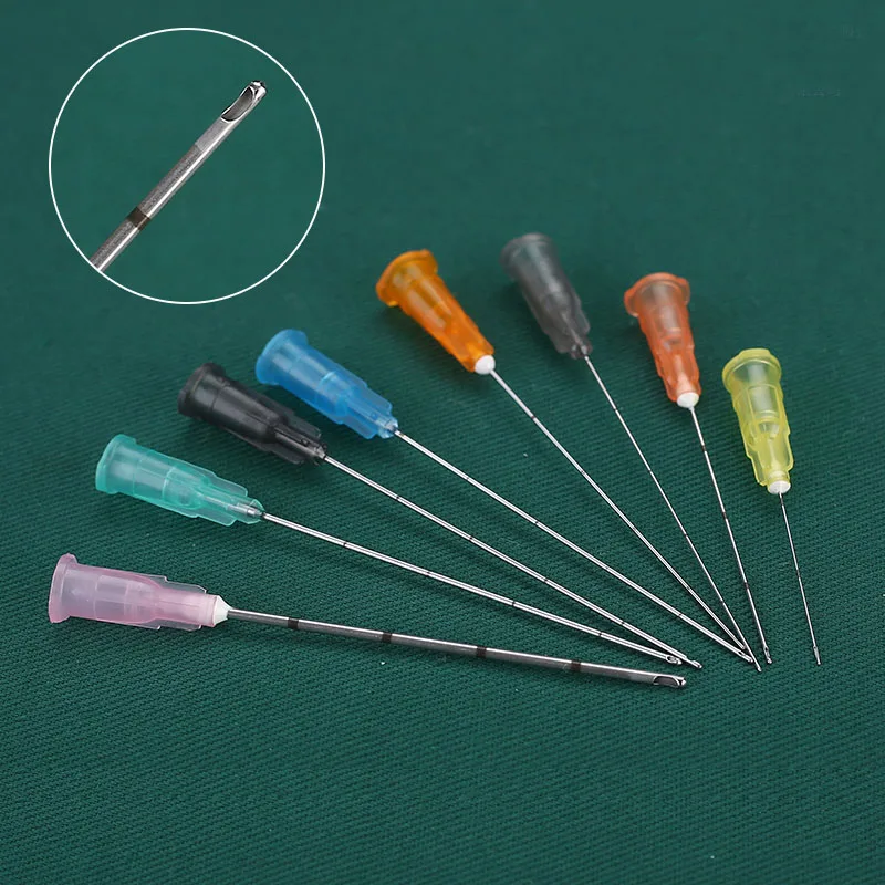Jemná mikro kanvala Kórea tupá ihla ihly TIPS 21G/22G/23G/25G/27G/30G Plainové konce vtiahnuté endo ihlovou striekačkou 50 balení