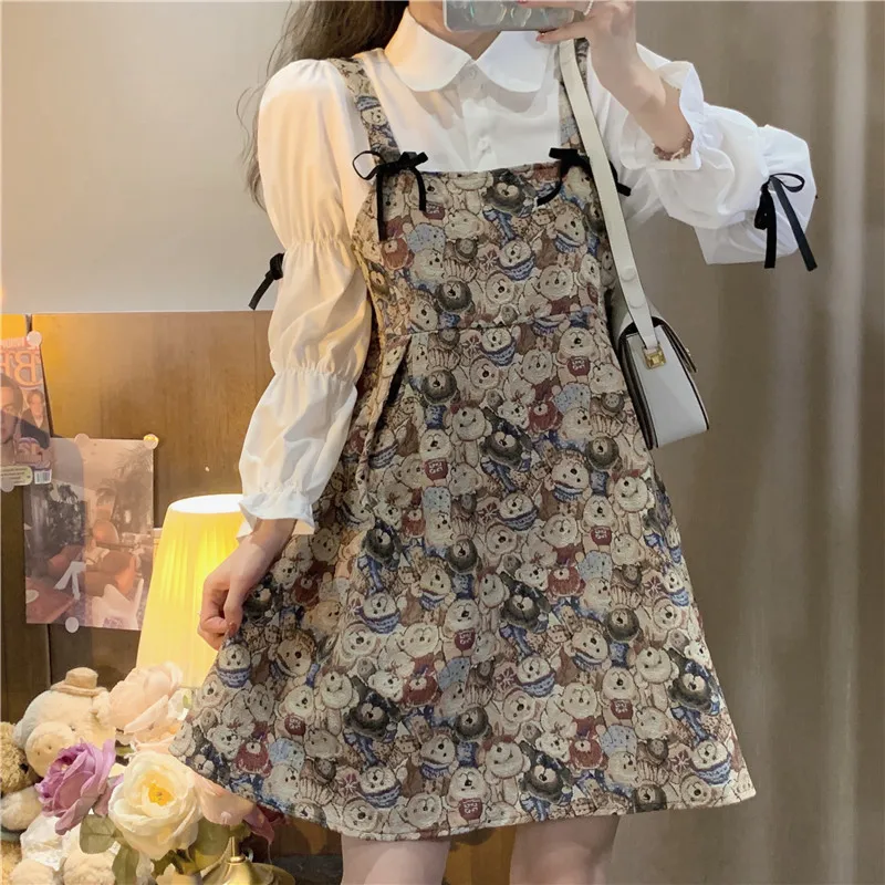 Jesenná zima Nové nepravdivé dva kusy Kórejské štíhle šaty Svetlo Zrelé zrelé tričko s dlhým rukávom Temperamentu Temperament Slep Dress Streetwear