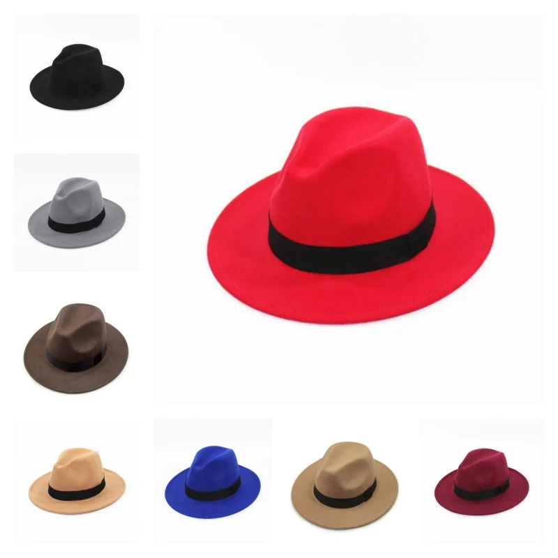 Jesenné a zimné muži a ženy Britský retro jazzový klobúk veľký poctivý klobúk solídny farebný všestranný gentleman Party Dress Hat