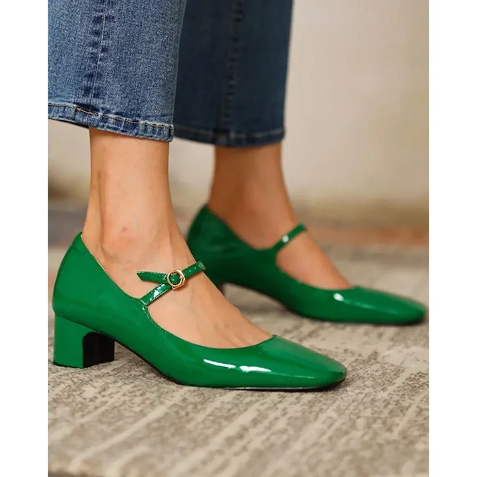 Jesenné dámske pumpy Lady Mary Jane Plytké robustné päty pracky Sandále ženské módne retro Príležitostné útulné topánky Mujer Zapatos