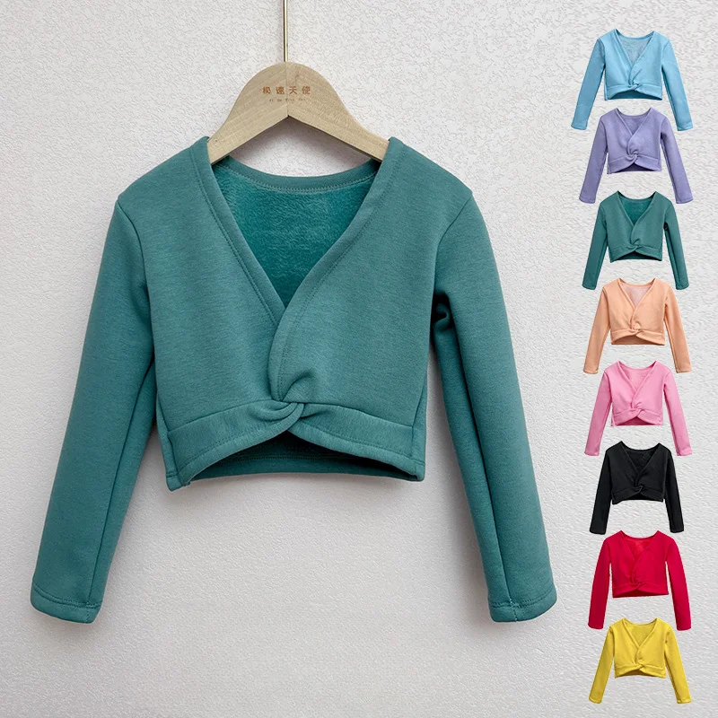 Jesenné zimné zábalové baletné baletné vesty pre dievčatá deti Soft fleece a zahustené tanečné trikoty crossover teplé baletné kabáty