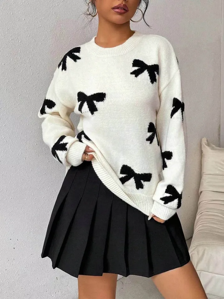 Jesenný zimný sveter lenivý a sladký štýl Elegantné dlhé rukávy svetre vintage female voľné pletenie