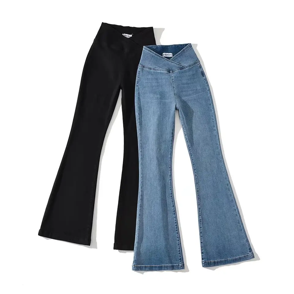 Jeseň 2024 New Ins American Retro Style Stretch Stretch s vysokým pásom s vysokým pásom bez džínsov bez zipsového pásu