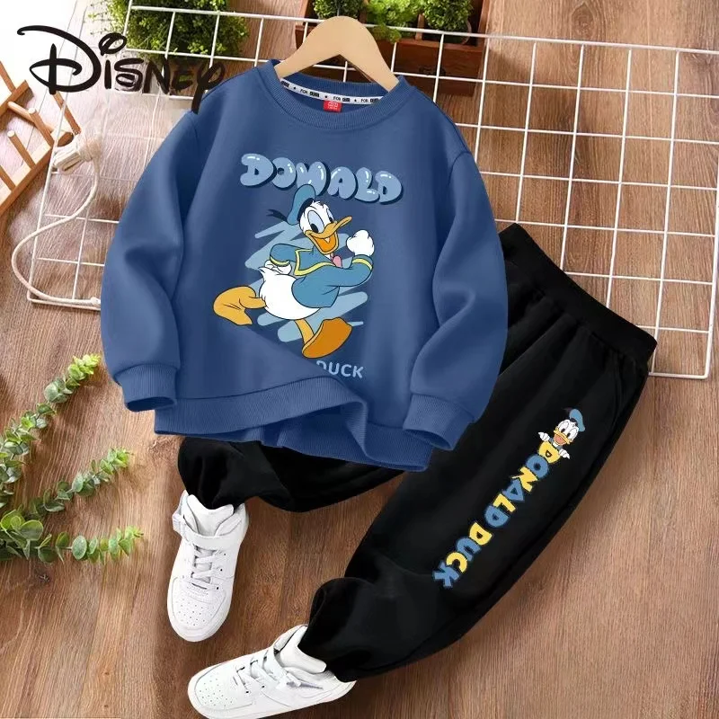 Jeseň dievčatka Chlapec oblečenie Deti Donald Donald Duck Tlack Mikina vrchná časť a nohavice spodná 2ks oblek detské bavlnené súpravy