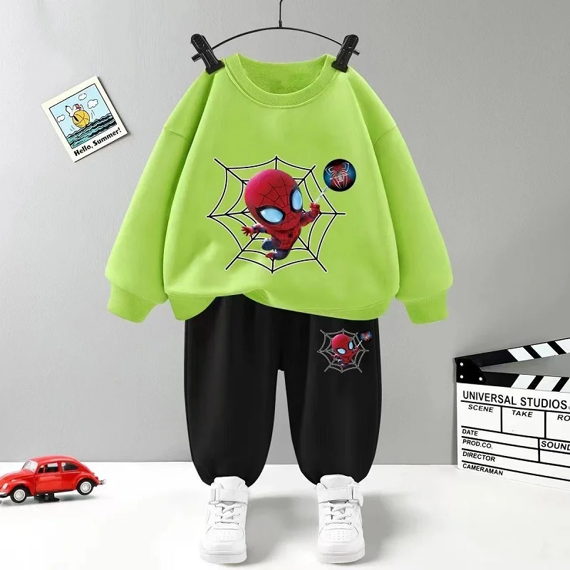 Jeseň dievčatka Chlapče Set Deti Marvel Spider Man Tlač mikiny Top a nohavice spodná 2 -dielna oblek pre deti