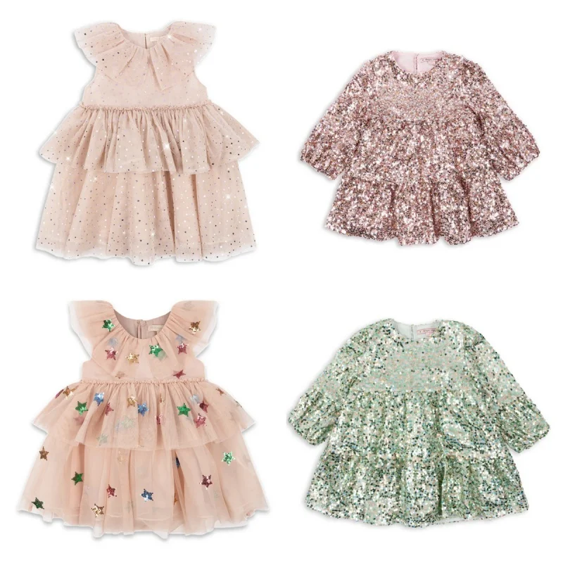 Jeseň Girl Party Dresses Sleon Flowin Star Princess Dress for Girls Vestido Robes Vestidos de Festa Rúti detské oblečenie