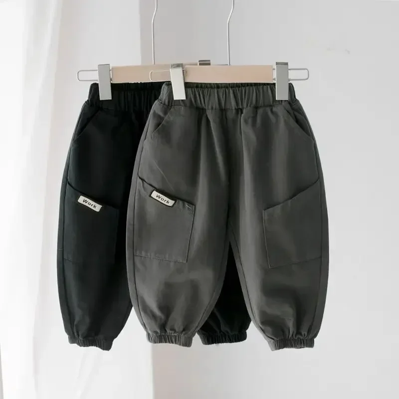 Jeseň Kids Solid Cargo Pant Boys Casual Svenje