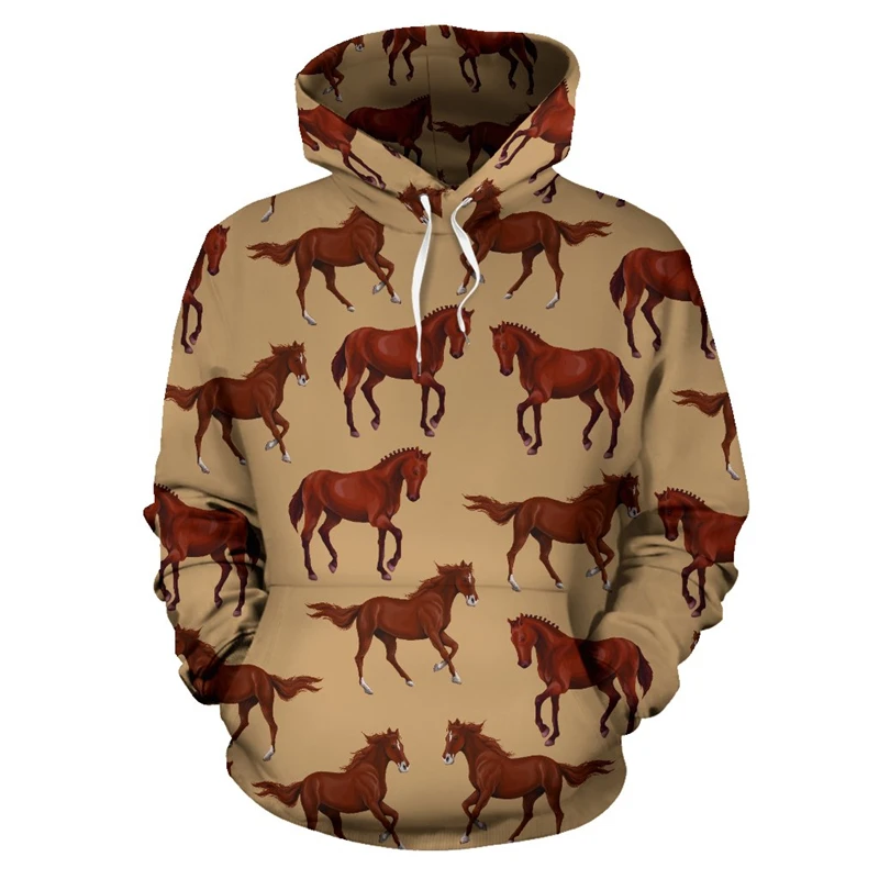 Jeseň Móda jazda mikina 3D tlač Horse Animal Pullover Mikrovňa Šport Príležitostné mäkké nadmerné kapucňa vonkajšie voľný čas