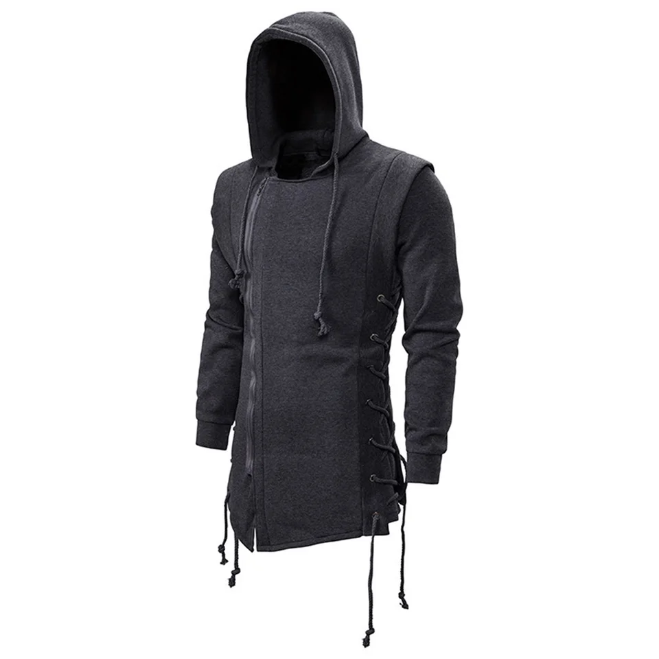 Jeseň Noví muži mikiny mikiny neformálne pevné masívne rukávy mikiny Men Slim Fit Fit Dark Hooded Loose Coats