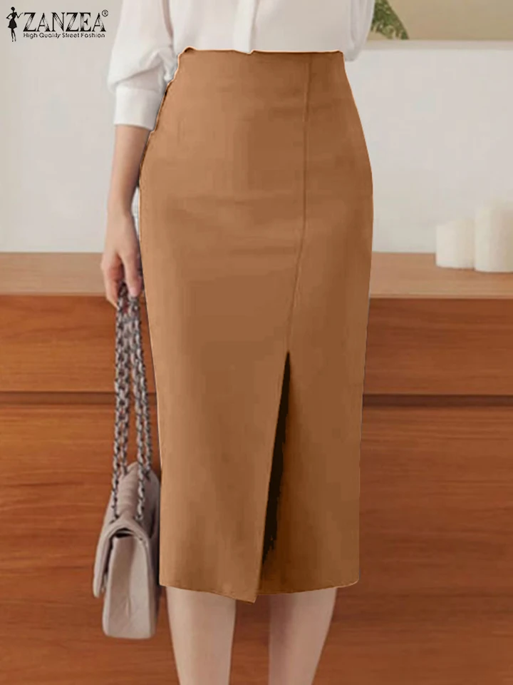 Jeseň ol sukne Zanzea Ženy módne večierok Vestidos elegantný vysoký pás ceruzka sukňa Faldas saia femme casure jupe sviatočné rúcho rúcho