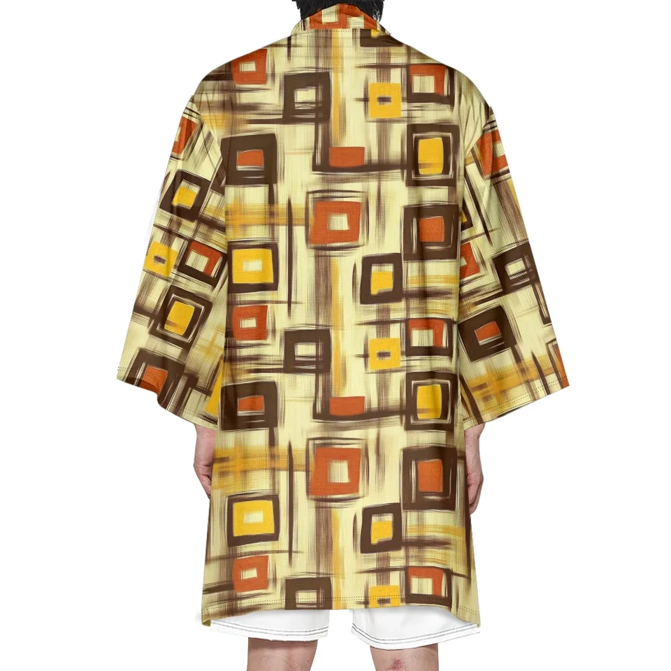 Jeseň Samurai kimono cosplay japonský módny módny dlhý kimono unisex štýl haori kimonos vintage geometrický kardigan rúž Yukata