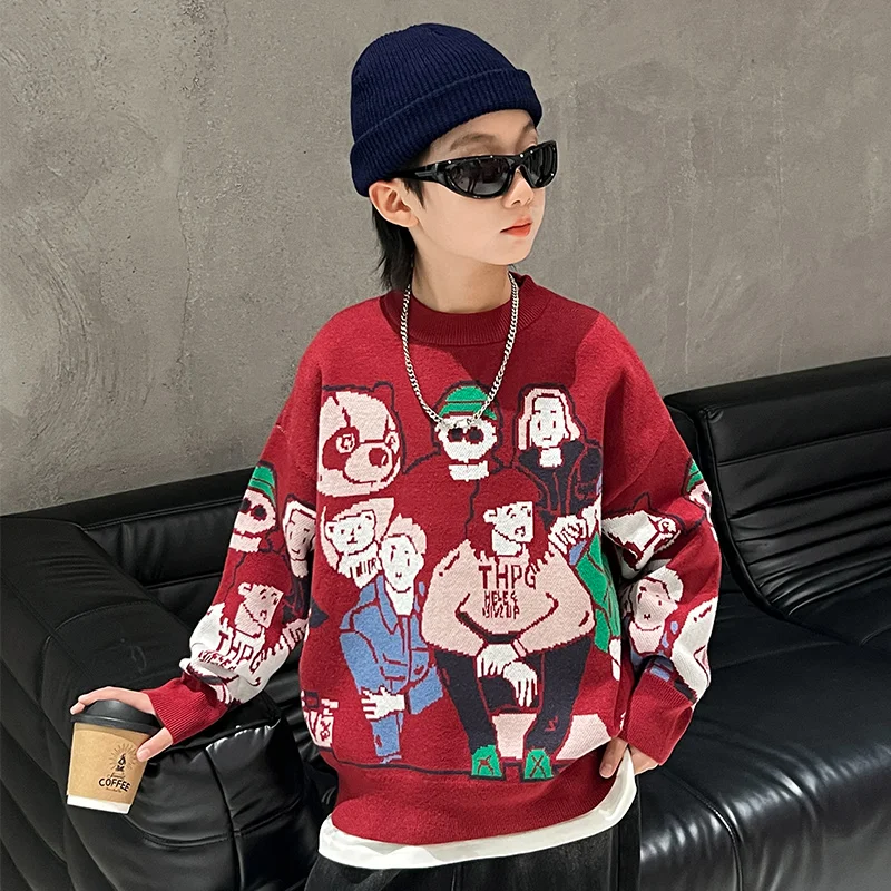 Jeseň Winter Boys Sweaters Cartoon Pulloves Topy