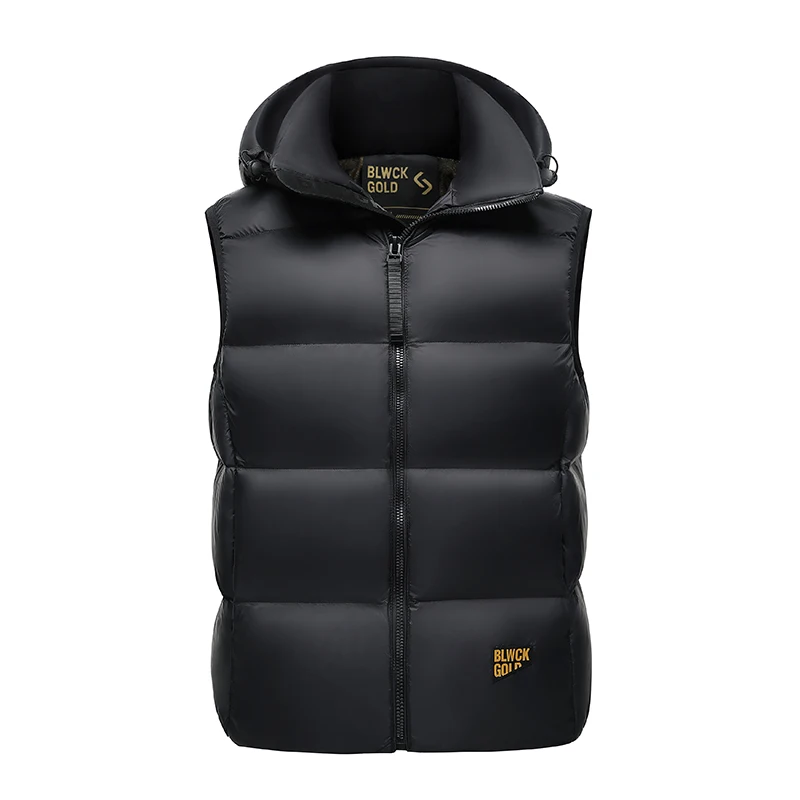 Jeseň Winter Men Down Vesta Príležitostná módna business britský kabát Warm White Duck Down Trend všestranný mužský kapucň