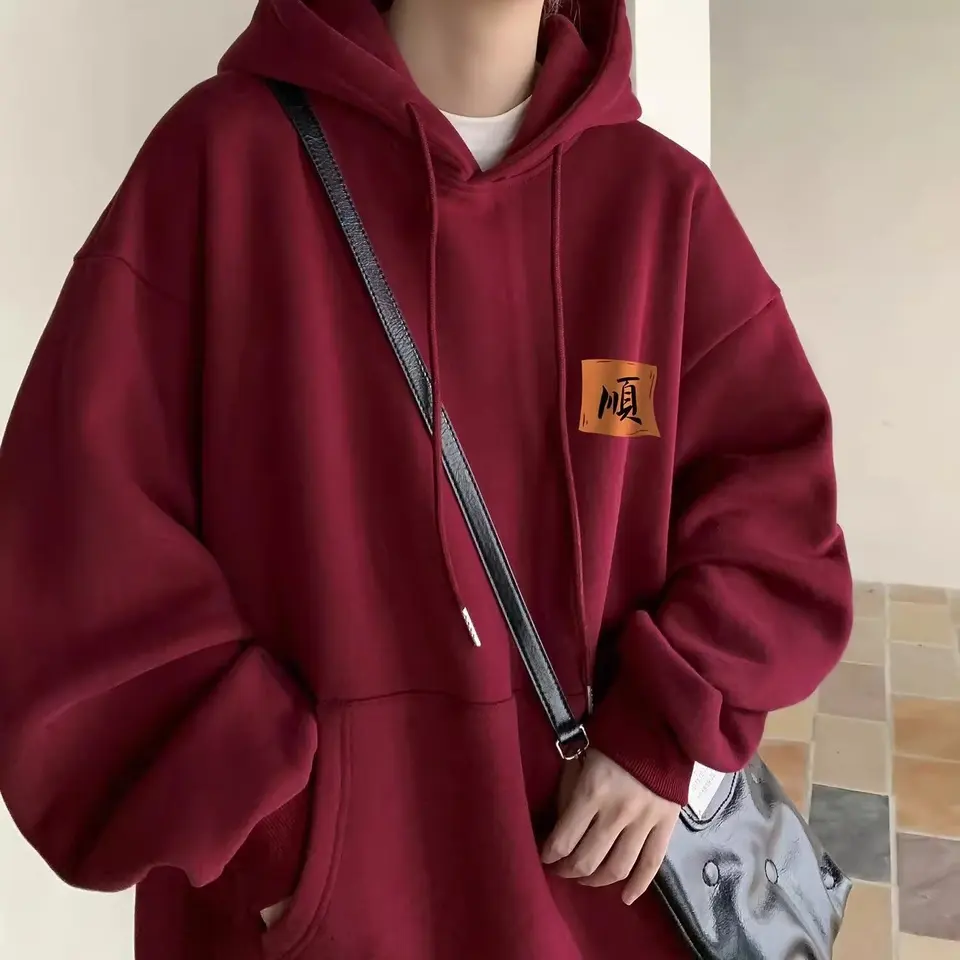 Jeseň zima Kórejský harajuku voľný mikina pre mužov Japonská móda Solid -nadmerne nadmerne nadmerné mužské mikiny mikiny y2k streetwear