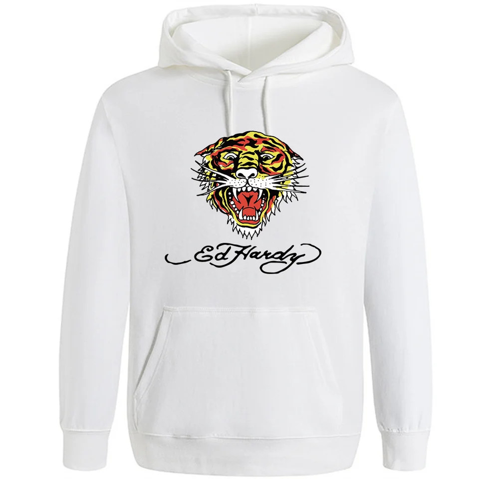 Jeseň zima nová pullover casure Sportswear Funny Animal Tiger Vytlačené plus fleece tops tops mužské mikiny mikiny módne kapucňa