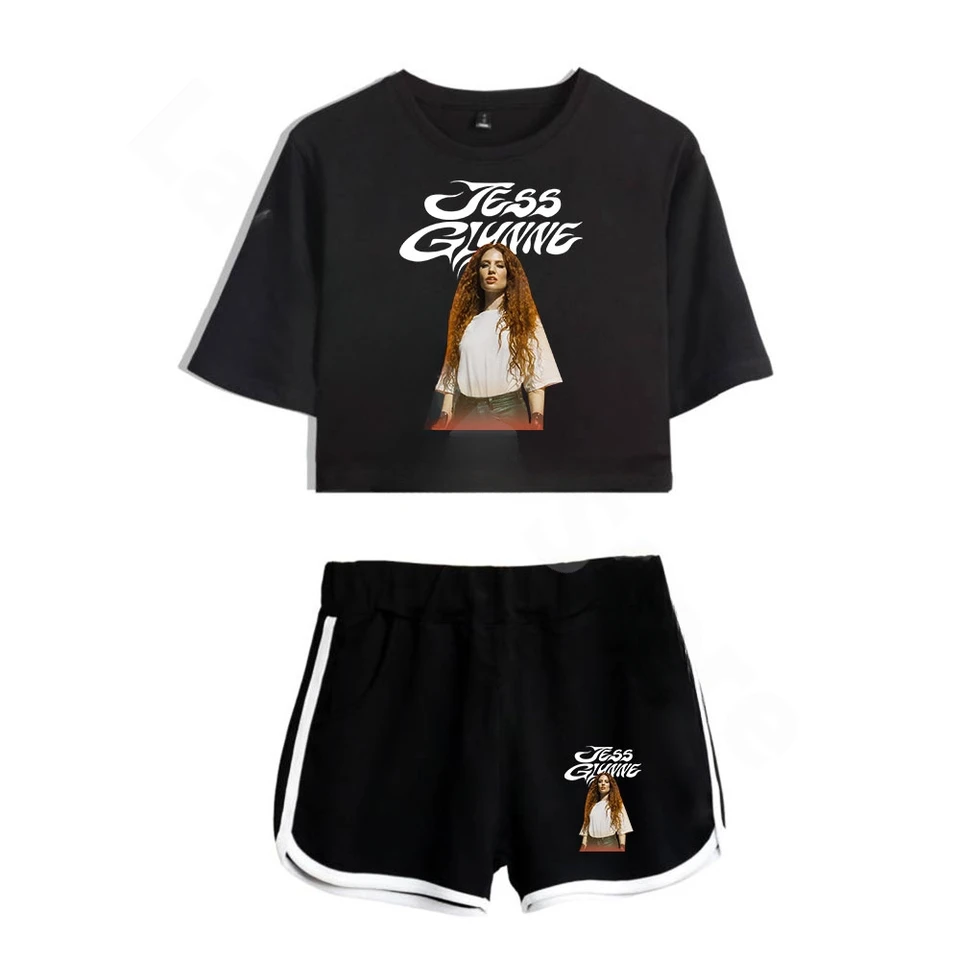 Jess Glynne Merch Two -Piece Set Top Crop Top + Shorts Swits Dámske stopy po dvojdielnom oblečení dievčenské súpravy