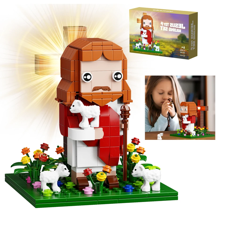 Jesus Building Blocks stanovil Shepherd God Bible Story Story Ježiš Figures Model Hračky Veľkonočné, vianočné dary (324ks)