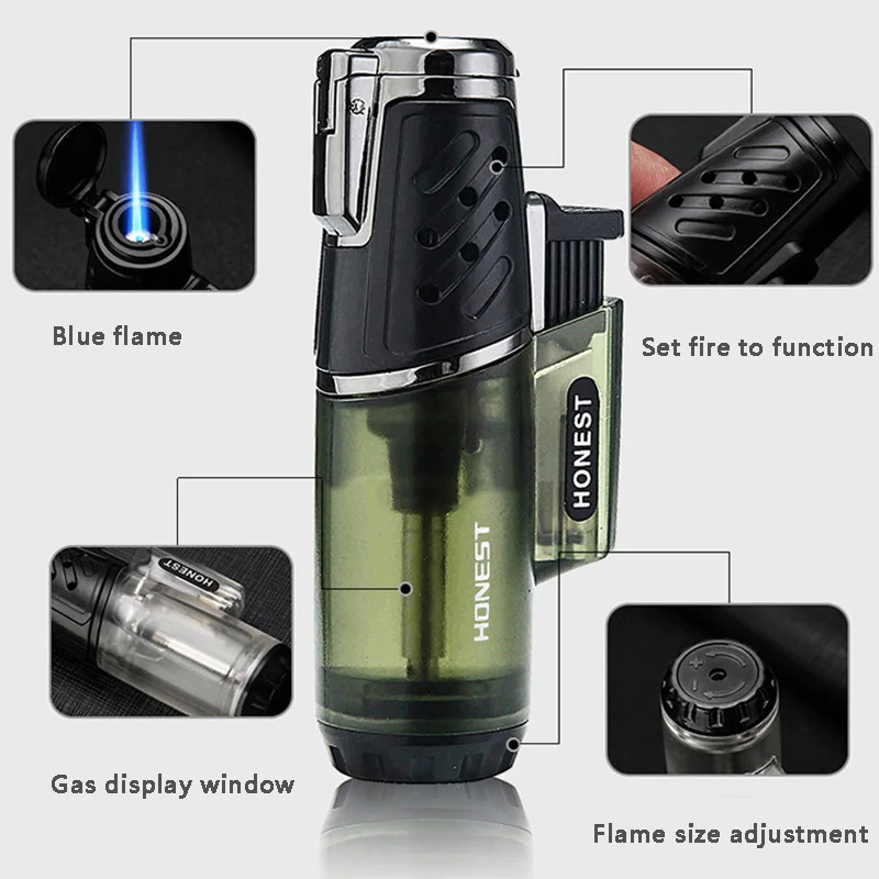 Jet Cigar Spater Windproof Turbo Strong Flame Plyn Plyn Butane Rapilble Torch Spater s butánskymi okennými gadgetmi pre mužov