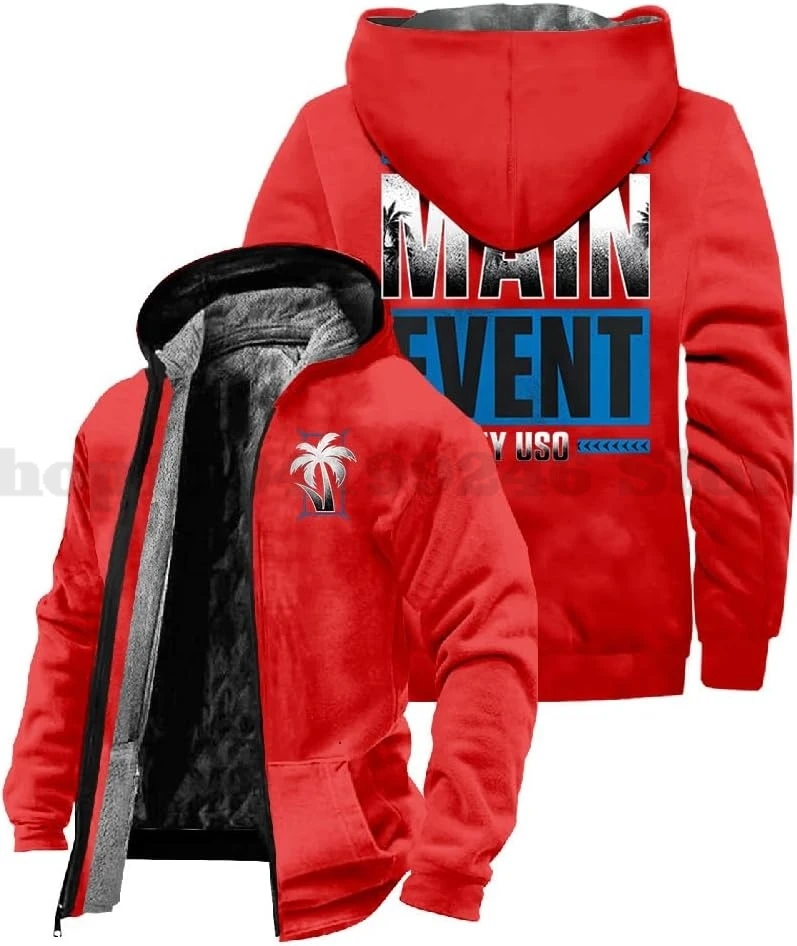 Jey uso hlavné podujatie Merch bunda parky unisex zimný kabát s dlhým rukávom Streetwear Ženy Men Zipper Hoodies