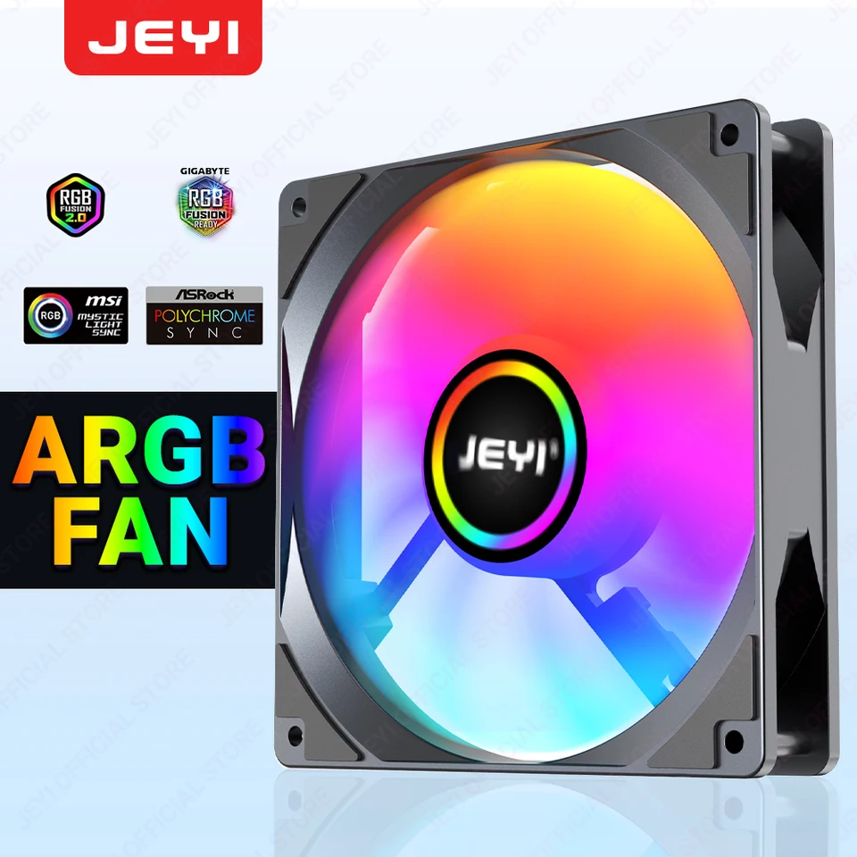 Jeyi 120 mm PC Cooling Fan ArgB Aura Sync RGB počítačové ventilátory ultra tiché chladič Ventilador s 4pin pwm a 5v 3pin port argb port