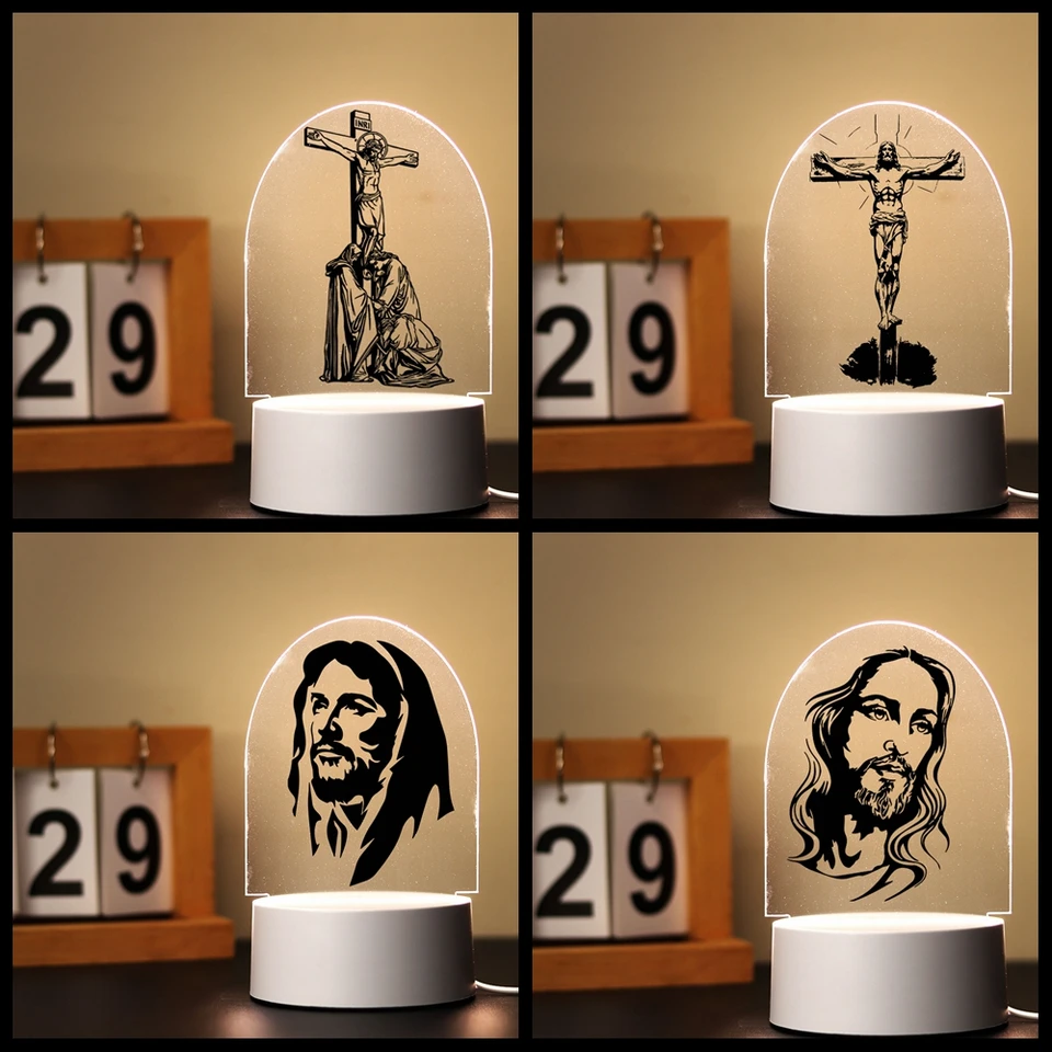 Ježiš Christian Kristus prispôsobiť akrylovú nočnú lampu pre deti pre deti dekorácie deti narodeniny darček