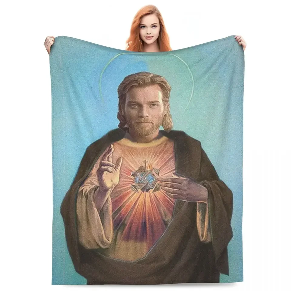 Ježiš-obi super mäkká prikrývka wan kenobi cestovanie hodí prikrývka zimná estetická flanelová posteľná posteľná pohovka