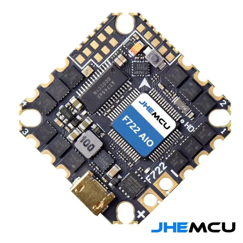 Jhemcu GHF722AIO-HD 40A BARO OSD Blackbox 5V BEC F722 PENGENDALI PENERBANGAN BLHELIS 40A 4IN1 ESC 2-6S UNTUK RC FPV