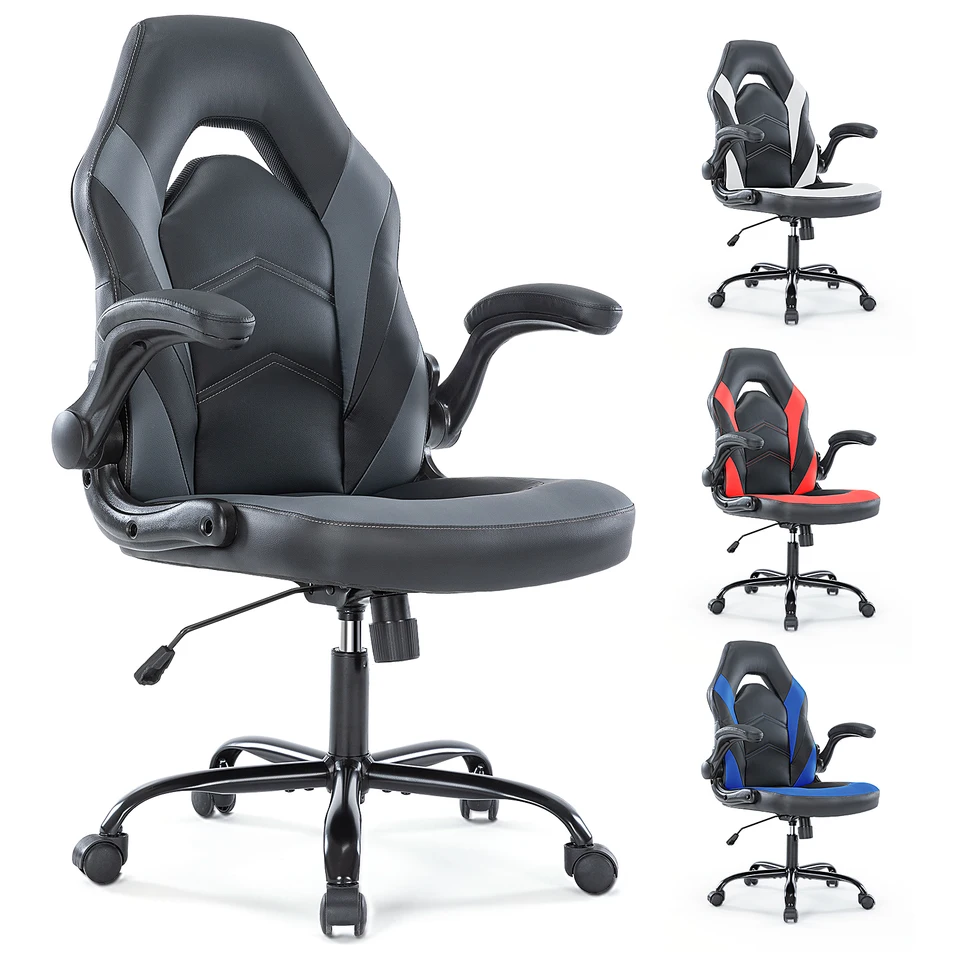 JHK Ergonomic Office Computer Home Gaming Desk Stolička Nastaviteľná kožená závodná stolička Flip-up lapatkovú lakťovú lakťovú farbu na vianočný nábytok