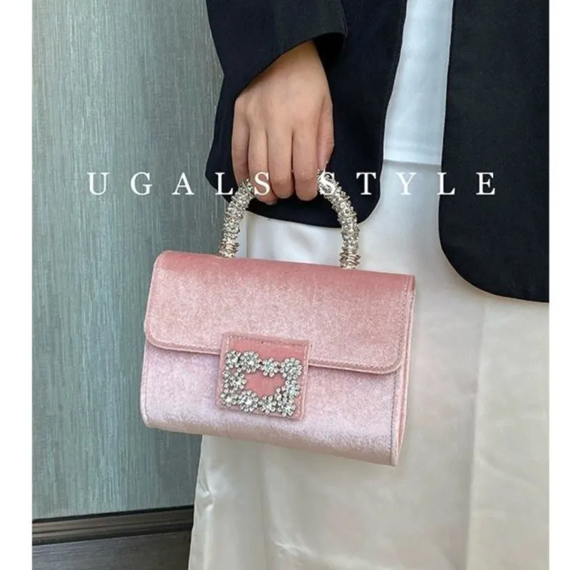 Jiaerdi Fairycore estetická ružová štvorcová taška kabelka Žena 2024 Retro elegantný zamat y2k ručný taška dámy Lady Vintage Luxury Bags Ženy