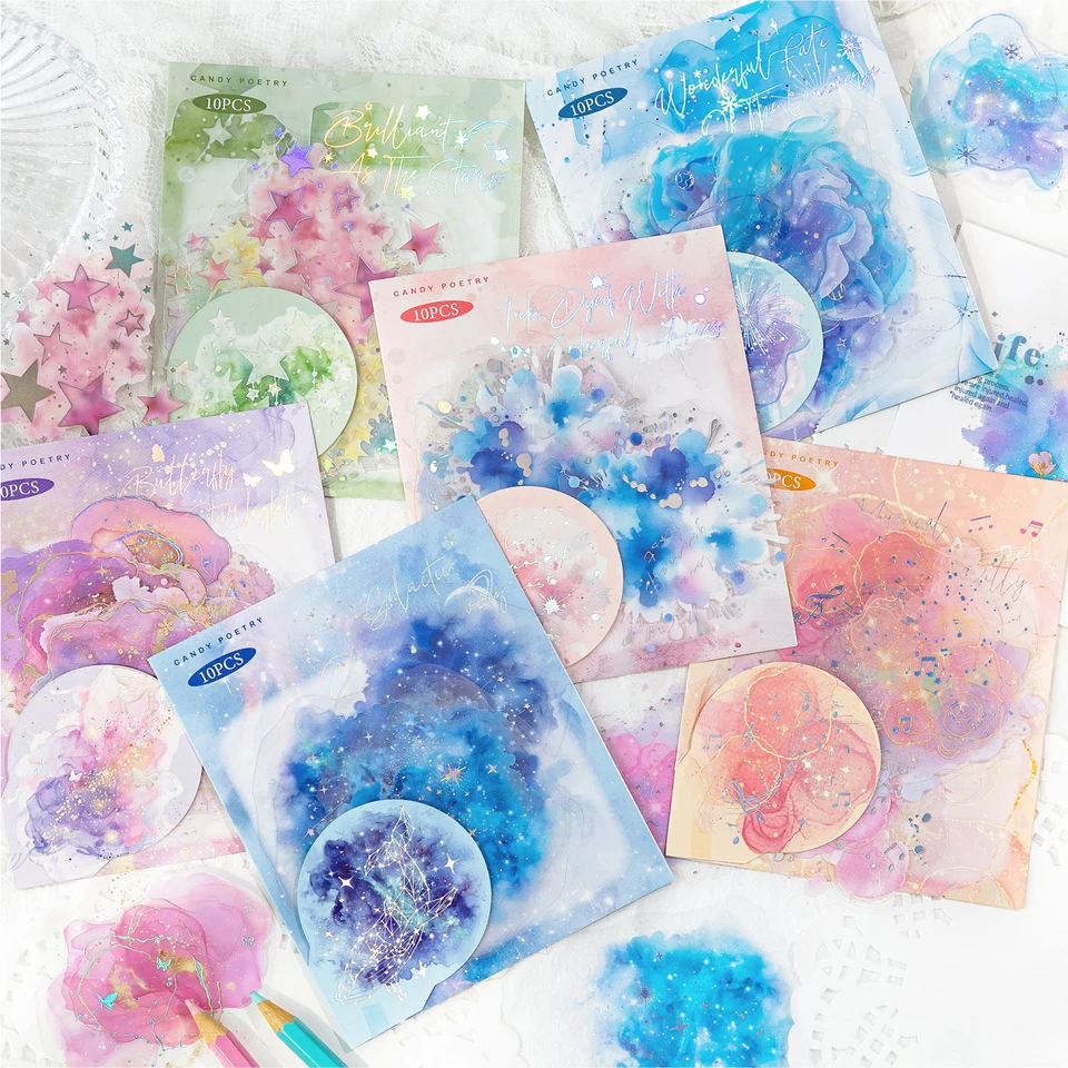 Jianqi 10 ks farebné miešanie kvetov séria domácich miláčikov DECOND DEOCIPLE DIARY Album Album Scrapbooking Material Junk Journal Supplies