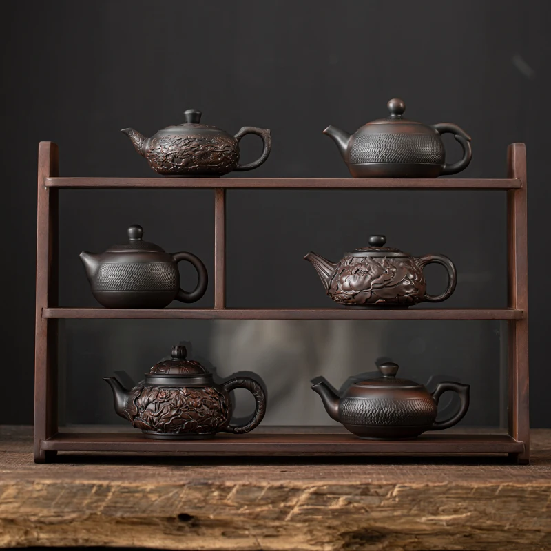 Jianshui Purple Pottery Carving Teapot Ručne natretá starožitná reliéfová čajová kanvica Čajovňa Kungfu Tea Set Kettle