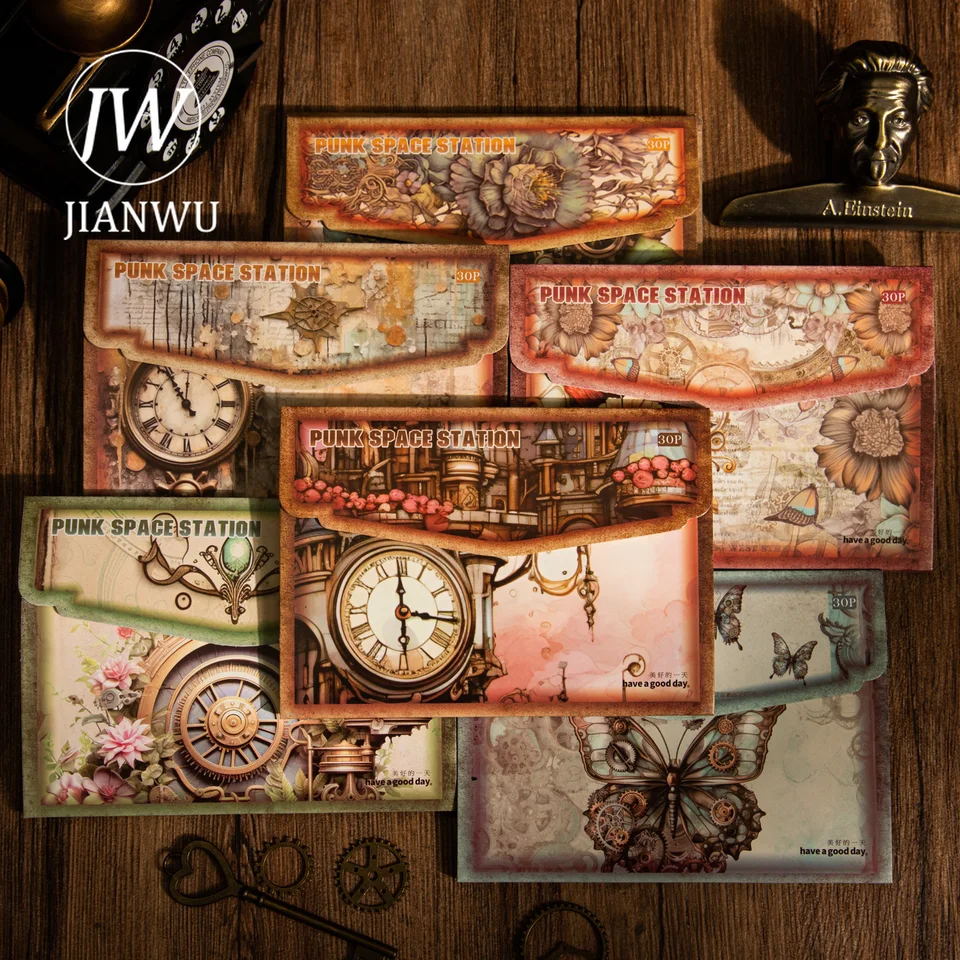Jianwu 30 listy punk vesmírna stanica séria Vintage Mechanic Decor Material Paper Creative DIY Junk Journal Collage
