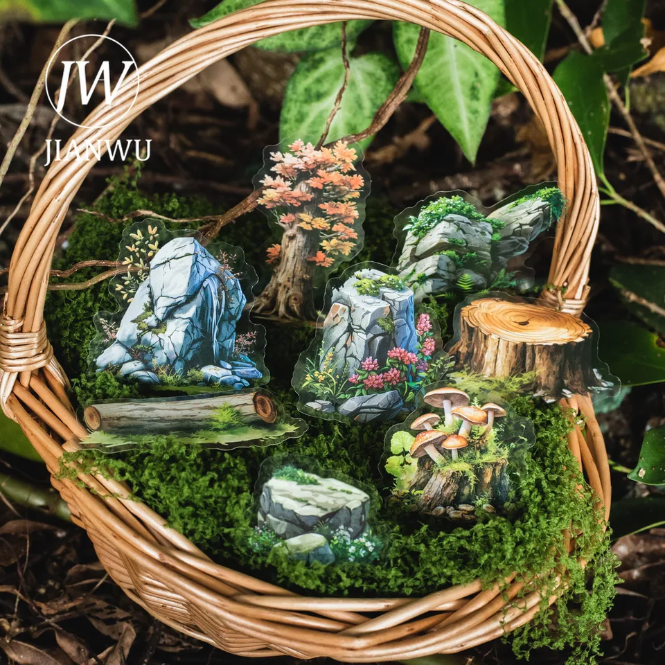 Jianwu Forest Home Series Vintage Plant Animal Material Collage Collage Sticker Creative DIY Journal Scrapbooking Stationery