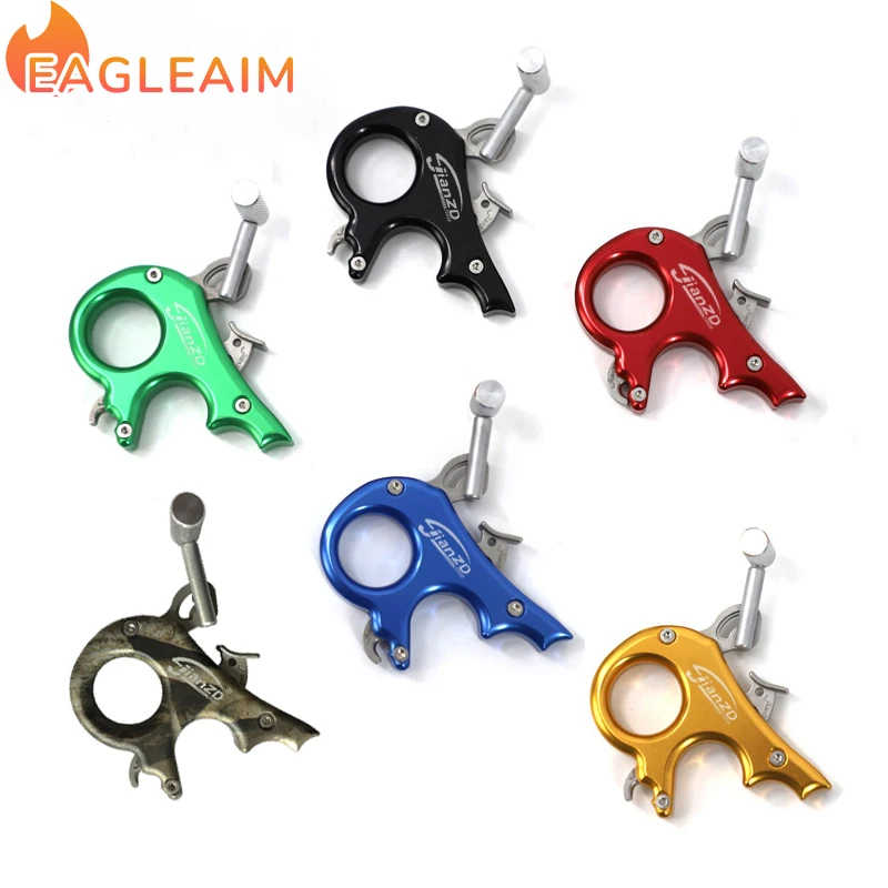 Jianzd Archery Uvoľnite 3 prsty Grip rozprestretie 360 ​​° Rotačný strmeňový spúšťač hliníka zliatiny Zliatina Palec Bow Linge Uvoľnenie pre zlúčeninu