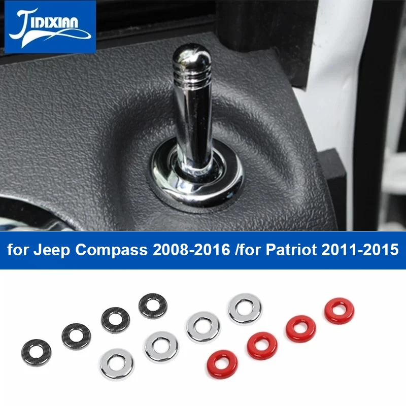 Jidixian Car Door Dverne Lock Decoration Ring Cover pre Jeep Compass 2008-2016 pre Jeep Patriot 2012 2012 2013 2014 2015