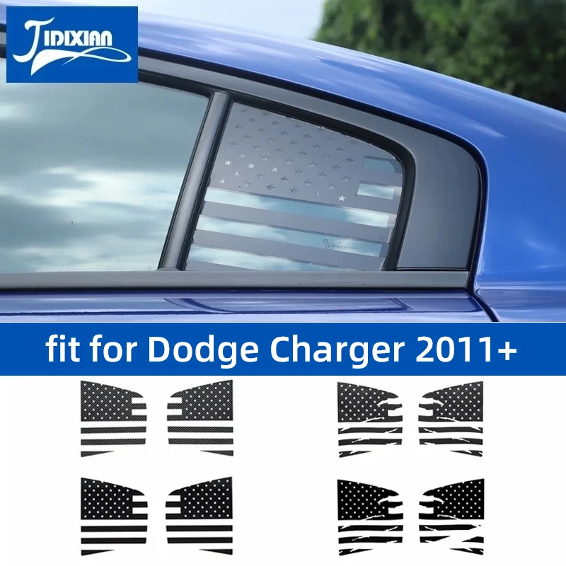 Jidixian Car Zadné okno Triangle sklenené dekorácie Cover nálepky na nálepky pre Dodge Charger 2011 2012 2013 hore exteriérové ​​doplnky