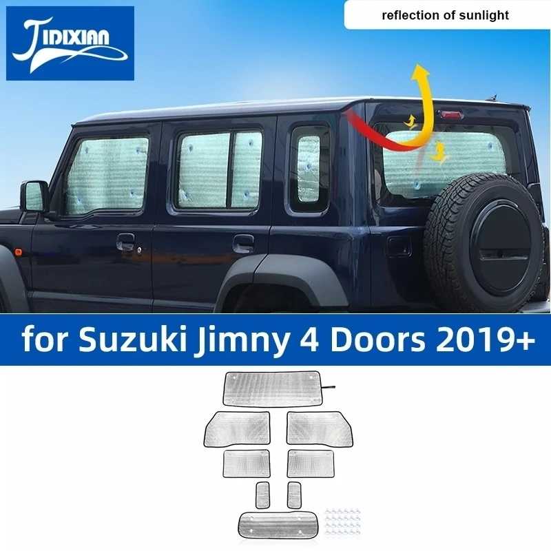 Jidixian pre Suzuki Jimny 4 Door 2019 2020 2021 2022 2023 2024 UP Auto predné zadné okno Černé sklo Sunshade Cover Izolačná podložka