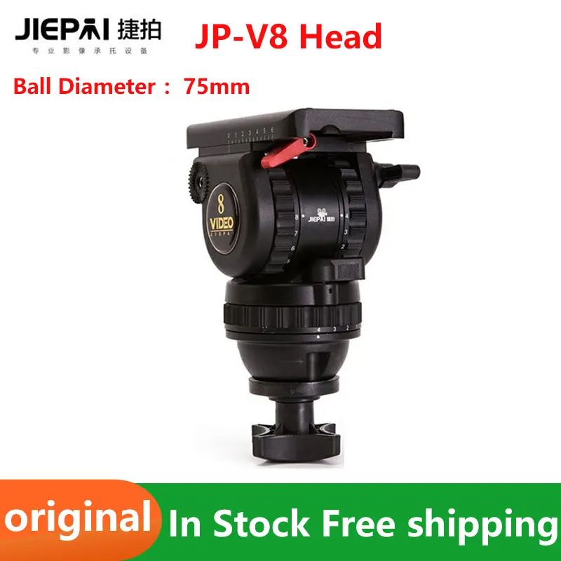 Jiepai JP-V8 Head Professional SLR Camera Hydraulic Yuntai 75 mm guľová misa Yuntai ložisko 8 kg Profesionálna statívová hlava