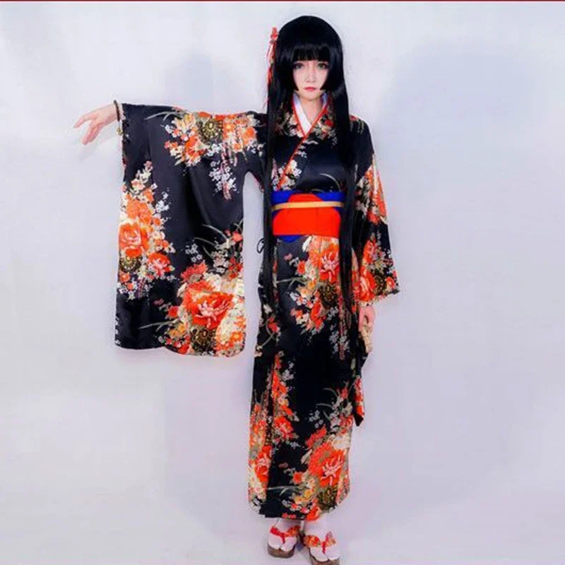 Jigoku Shoujo Enma Ai Maid Dress Kimono Yukata Uniform Outfit Anime Cosplay kostýmy Kimono Belt Bowknot pásový lano * 2 GS8247