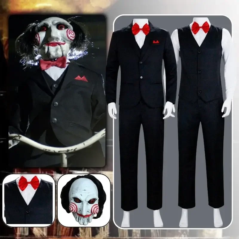 Jigsaw Killer Cosplay uvidel kostým maskovania uniformnú masku pre dospelých mužov Fantasia outfit Halloween Karneval kostýmy pre muža 2023