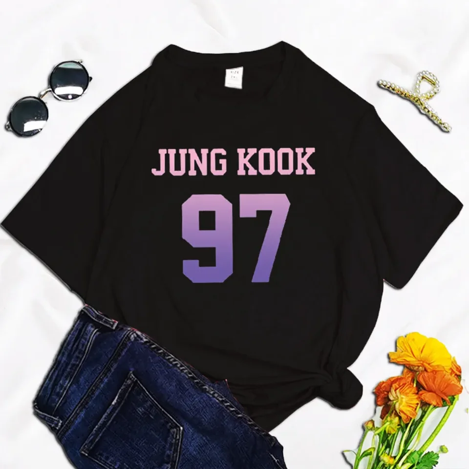 Jin 92 Suga 93 Jung Kook 97 KPOP Print Harajuku Top Vrouwen Tričko Casy Dames Basic O-Kraag Korte Mouwen Wit T-Shirt Meisje