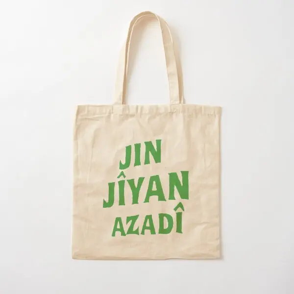 Jin Jiyan Azadi Kurdish Cotton Canvas Bag Fashion Tkanina Designer Travel Unisex Tote Tote Flowable Grocery Raka Race Opätovne použiteľný
