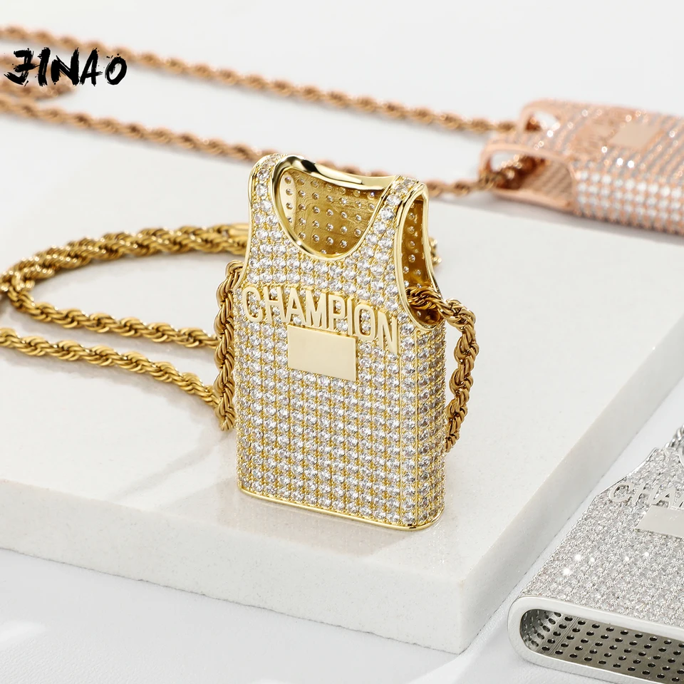Jinao 2022 Nový európsky a americký štýl dizajnu vesty Pendant Petdant Prispôsobiteľné meno Ice CraveJado AAA+ Cubic Zircon Šperky