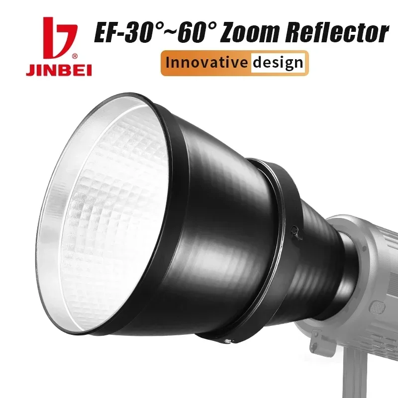 Jinbei EF-30 ° ~ 60 ° Zoom reflektor difúzora Bowens Mount Lamp Lamp Premenná zaostrenie 30/60 stupňov pre štúdiové LED video svetlo