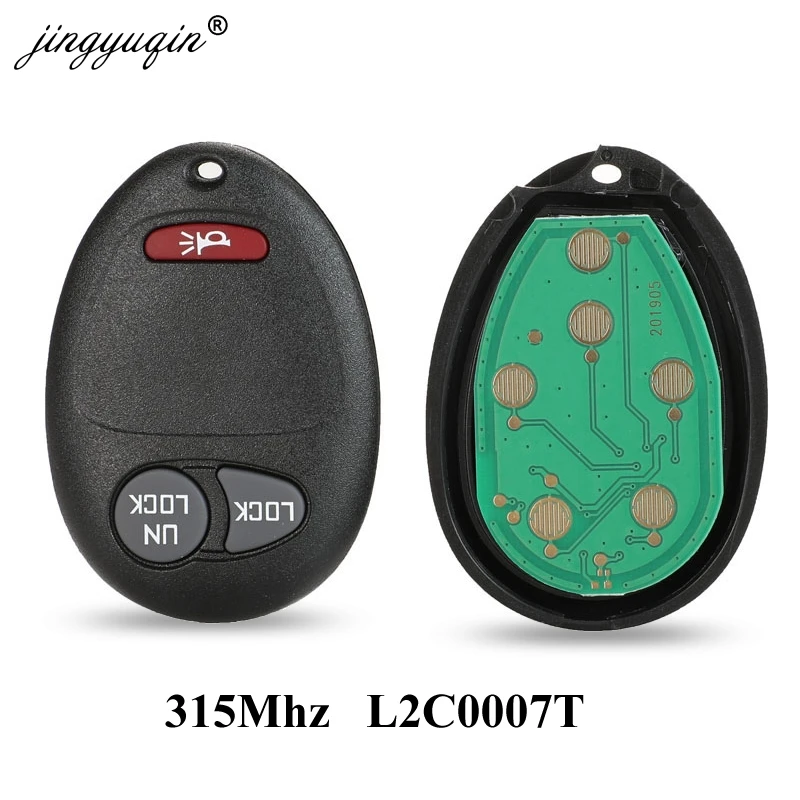 Jingyuqin 10ks 3 tlačidlá L2C0007T Vzdialený kľúč pre Buick Chevrolet Colorado Canyon H3 2006 2007 2008 2009 2009 2010 315MHz Keys