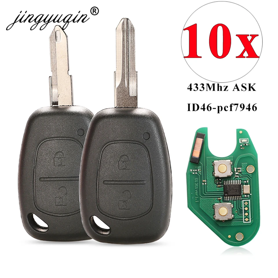 jingyuqin 10ks/lot car vzdialený kľúčový oblek pre Renault Clio Scenic Kangoo PCF7946 Chip 433MHz NE72 VAC102 Blade 2 BLOGE FCB Kláves