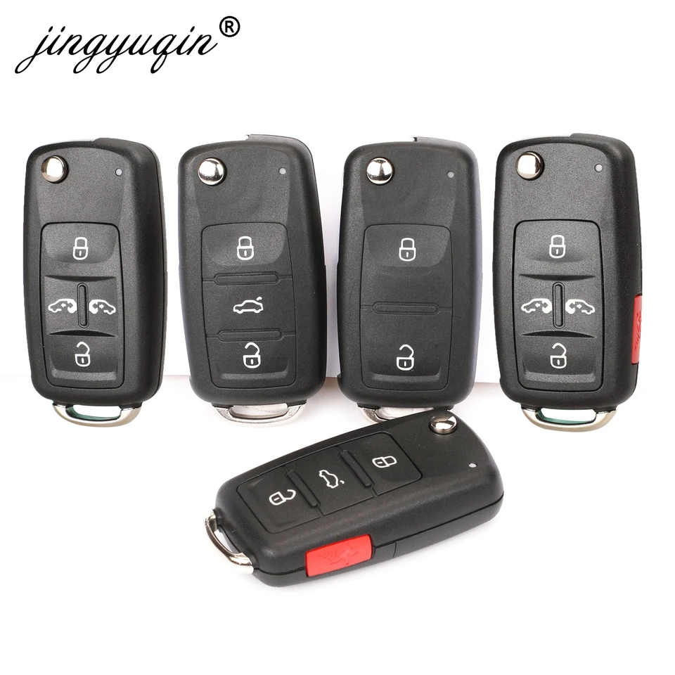 Jingyuqin 2/3/4/5 Skladanie skladacieho diaľkového kľúča Kľúč pre flip fob pre VW Polo Golf MK6 Tiguan Touareg 202AD 202H 202Q